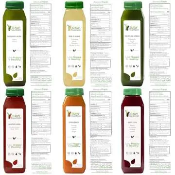 3 Day Juice Cleanse by Raw Fountain, Tropical Flavors, All Natural Raw, Cold Pressed Fruit and Vegetable Juices, Detox Cleanse, 18 Bottles 12oz, 3 Bonus Ginger Shots