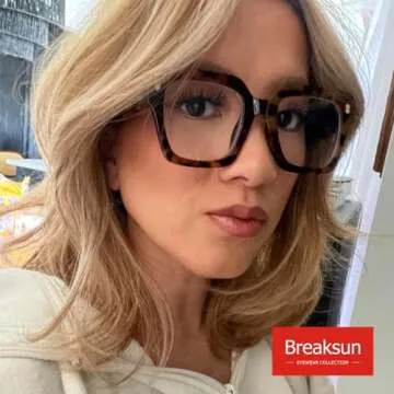 Breaksun Fashion Oversized Blue Light Blocking Glasses for Women Men Trendy Big Square Frame Computer Eyeglasses (Black+Tortoise)