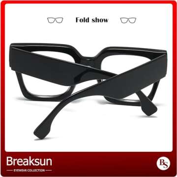 Breaksun Fashion Oversized Blue Light Blocking Glasses for Women Men Trendy Big Square Frame Computer Eyeglasses (Black+Tortoise)