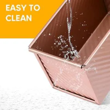 MOJIEZUO 2PCS Pullman Loaf Pan with Lid, 1 lb & 0.5 lb Dough Capacity Non-Stick Bakeware for Baking Bread, Carbon Steel Corrugated Bread Toast Box with Cover for Homemade Sandwich Bread, Rose Gold