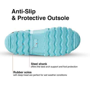 TIDEWE Rubber Boots for Women Multi-Season, Waterproof Rain Boots with Steel Shank, 6mm Neoprene Durable Rubber Outdoor Hunting Boots Size 9 (Green)