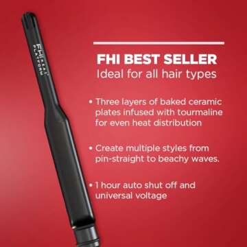 FHI HEAT Platform Pro Styling Tourmaline Hair Straightener for All Hair Types, 1/2 Inch