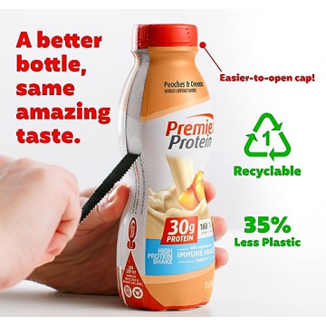 Premier Protein Shake 30g Protein Low Sugar Vitamins Peaches & Cream