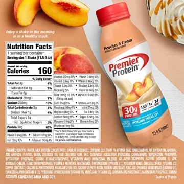 Premier Protein Shake 30g Protein Low Sugar Vitamins Peaches & Cream