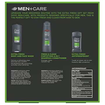 DOVE MEN + CARE Limited Edition Men's Holiday Grooming Gift Pack Extra Fresh Body Wash, Antiperspira...