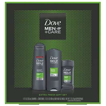 DOVE MEN + CARE Limited Edition Men's Holiday Grooming Gift Pack Extra Fresh Body Wash, Antiperspirant, and Shampoo+conditioner 3 Count