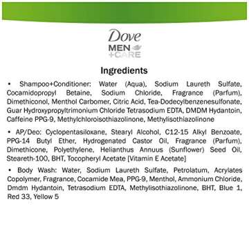 DOVE MEN + CARE Limited Edition Men's Holiday Grooming Gift Pack Extra Fresh Body Wash, Antiperspirant, and Shampoo+conditioner 3 Count