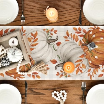 Buffalo Plaid Fall Table Runner for Thanksgiving Parties