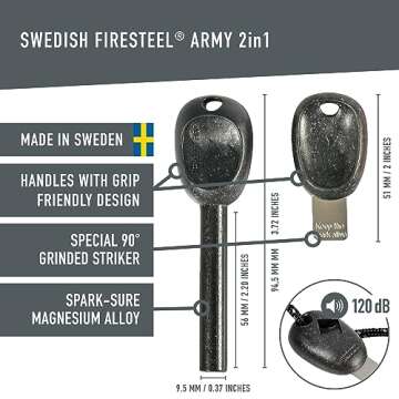 Light My Fire Flint Fire Starter Ferro Rod Survival Tool Fire Steel Army Bushcraft Gear Flint and St...