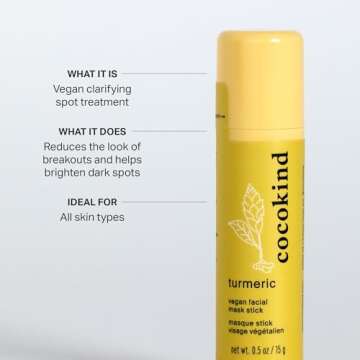 Cocokind Turmeric Mask Stick, Spot Treatment with Organic Turmeric, Tea Tree Oil, and Ginger Root, F...