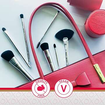 Mirabella Precision Smudge Brush, Premium Professional Makeup Brush Collection, Cruelty-Free Synthetic Bristle Brush, Hand-Sculpted Brushed Aluminum Handle, Luxury Blending Brush for Makeup