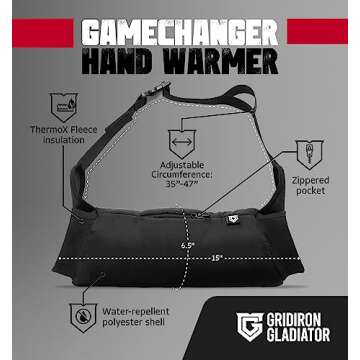 Gridiron Gladiator Football Hand Warmer Pouch - Hand Warming Pouch - Tactical Hand Muff Warmer - Golf Hand Warmer Pouch