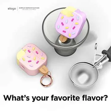 elago Ice Cream Case Compatible with AirPods 3rd Generation Case - Compatible with AirPods 3 Case Cover, Carabiner Included, Supports Wireless Charging, Shock Resistant, Full Protection (Strawberry)