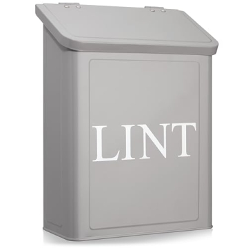 Calindiana Modern Farmhouse Metal Magnetic Lint Bin for Laundry Room Decor and Accessories with Lid ...