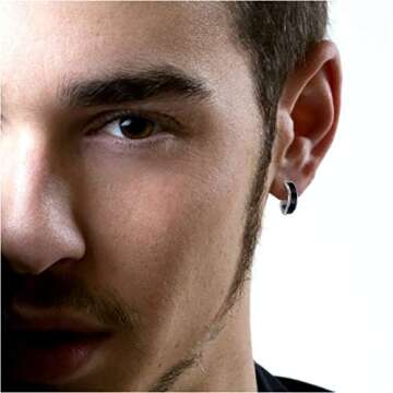 Stylish 925 Sterling Silver Black Huggie Hoop Earrings for Sensitive Ears - Perfect Jewelry Gift