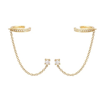 Stylish Cuff Hoop Halo CZ Stud Earrings for Women