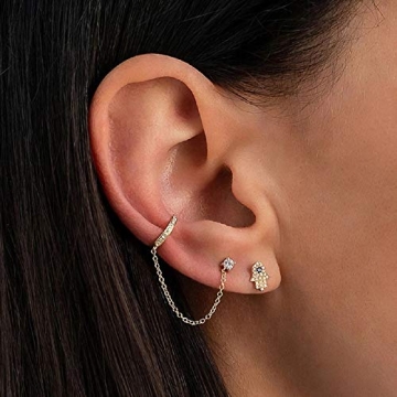 Stylish Cuff Hoop Halo CZ Stud Earrings for Women