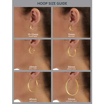 Amazon Essentials Sterling Silver Lightweight Paddle Back Hoop Earrings, 50mm (2 inches) (previously Amazon Collection)