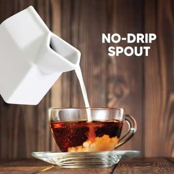 HIC Kitchen Milk Carton Creamer, Fine White Porcelain, 6-Ounces