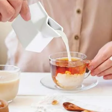 HIC Kitchen Milk Carton Creamer, Fine White Porcelain, 6-Ounces