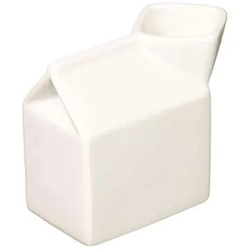 HIC Kitchen Milk Carton Creamer, Fine White Porcelain, 6-Ounces