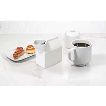 HIC Kitchen Milk Carton Creamer, Fine White Porcelain, 6-Ounces
