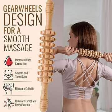 5-in-1 Wood Therapy Massage Tools Kit - Lymphatic Drainage Massager for Stomach, Thighs and HIPS | Maderoterapia Kit Professional for Muscle Pain Relief | Wooden Body Sculpting Tools | ViVACious