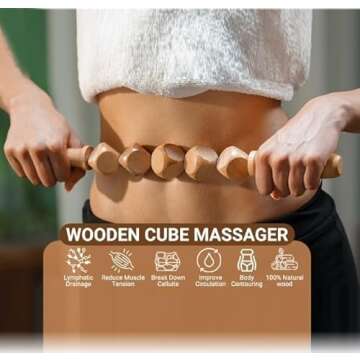 5-in-1 Wood Therapy Massage Tools Kit - Lymphatic Drainage Massager for Stomach, Thighs and HIPS | Maderoterapia Kit Professional for Muscle Pain Relief | Wooden Body Sculpting Tools | ViVACious