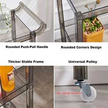 Stylish QQXX Acrylic Bar Cart - 3-Tier Serving Trolley