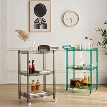Stylish QQXX Acrylic Bar Cart - 3-Tier Serving Trolley