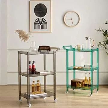 Stylish QQXX Acrylic Bar Cart - 3-Tier Serving Trolley