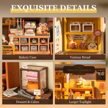 ROBOTIME Miniature House Kit DIY Mini Dollhouse with Accessories Tiny Store Making Kit with LED Ligh...