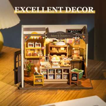 ROBOTIME Miniature House Kit DIY Mini Dollhouse with Accessories Tiny Store Making Kit with LED Light Hobby Birthday Gifts for Kids & Adults