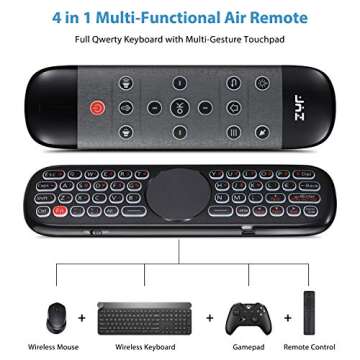ZYF Z10 Air Mouse, 2.4G Backlit Voice Remote Control with Wireless Keyboard Touchpad, for Nvidia Shield, Android TV Box, PC, Projector, HTPC (Not Compatible with Smart TV) - Black