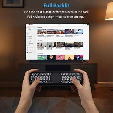 ZYF Z10 Air Mouse, 2.4G Backlit Voice Remote Control with Wireless Keyboard Touchpad, for Nvidia Shield, Android TV Box, PC, Projector, HTPC (Not Compatible with Smart TV) - Black