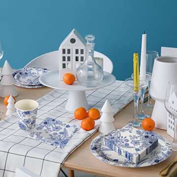 Dandat 250 Pcs Floral Disposable Plates and Napkins Set