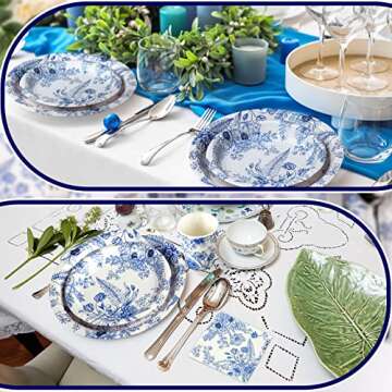 Dandat 250 Pcs Floral Disposable Plates and Napkins Set