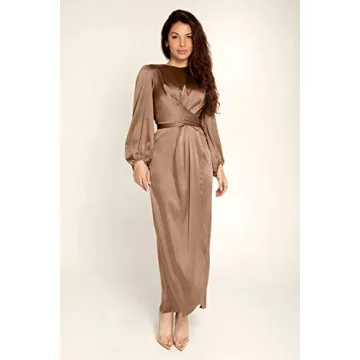 HZUX Elegant Long Sleeve Casual Muslim Dress for Women