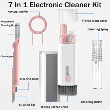 7-in-1 Keyboard Cleaner Kit, Cleaning Tool for Airpods Headphones,Keyboard Earbuds Case & Computer, Deep Cleaning Kit with Screen for Airpods 1/2/3/ Pro, Earphones,Laptop and Camera