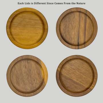 6 Pack Mason Jar Lids Regular Mouth，Acacia Wood Ball Regular Mouth Lids，Reusable Mason Jar Lids With Food Grade Material Silicone Sealing Rings,Jar Wooden Storage Lids, regular, Brown…（70mm）