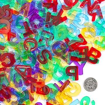 Colorations Translucent Multi-Color Uppercase Plastic Letters, 3/4" Ea, 208 Pieces, Collaging, ABC Letters, Alphabet For Kids
