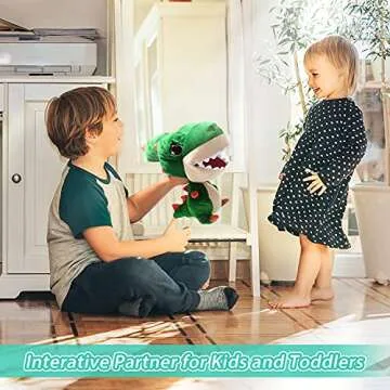 EagleStone Dinosaur Stuffed Animals Musical Hand Puppet Toys for Kids Animated Plush with Music Playing & Recording, Interactive Party Favors Gifts for Baby Boys, Girls &Toddlers and Adults