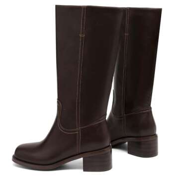 JOKACEAR Women's Knee High Boots with Chunky Block Heel and Square Toe