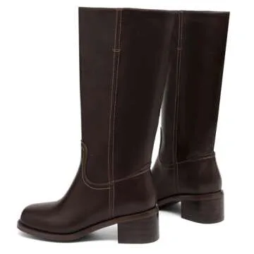 JOKACEAR Women's Knee High Boots with Chunky Block Heel and Square Toe