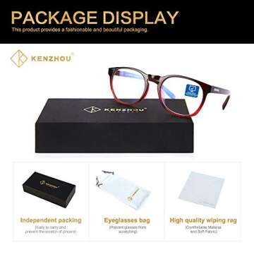 K Kenzhou Blue Light Blocking Reading Glasses Computer Glasses 2 Pack Anti Eye Eyestrain Unisex(Men/Women) Anti Blue Ray Glasses UV Protection …