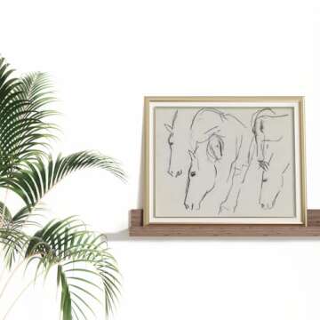 Horse Drawing Etching Rustic Gray Picture for Home Decor  