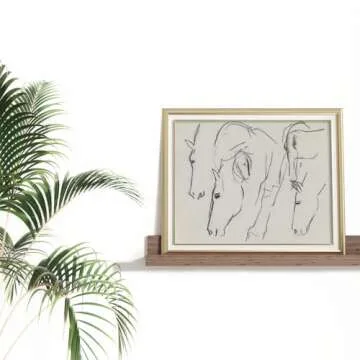 Horse Drawing Etching Rustic Gray Picture for Home Decor  