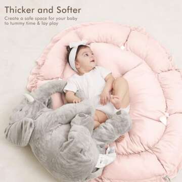 ANGELBLISS 5 in 1 Baby Play Gym Mat, Reversible Tummy Time Mat with 5 Sensory Toys for Stage-Based D...