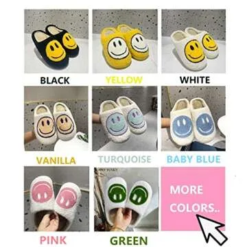 Cute Smile Face Slippers, Fuupnn Retro Soft Plush Furry Fluffy Indoor Outdoor Shoes Comfy Warm Fleece Lined Fuzzy Slip-on Cloud sliders with Memory Foam Happy Face Slippers Couples Cute Cartoon Non