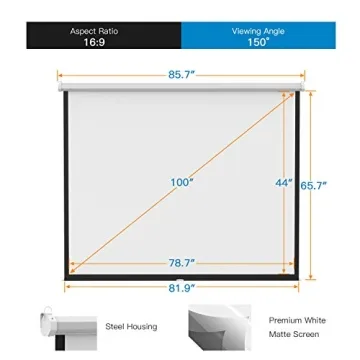 PERLESMITH 100 Inch Manual Projector Screen 16:9